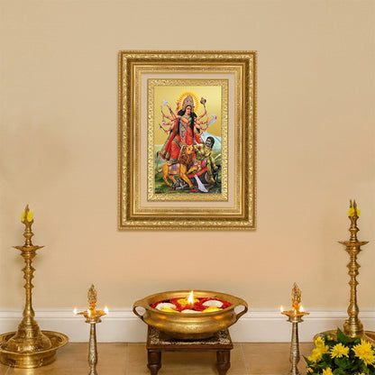 Diviniti 24K Gold Plated Durga - Mahishasura Mardini (Classic) Divine Wall Frame for Home Mandir & Office Decor | Luxury Spiritual Gift