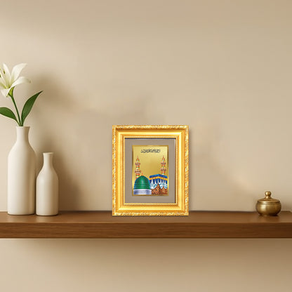 Diviniti 24K Gold Plated Mecca Madina |Divine Table Top Frame for Home Mandir & Office Decor | Luxury Spiritual Gift
