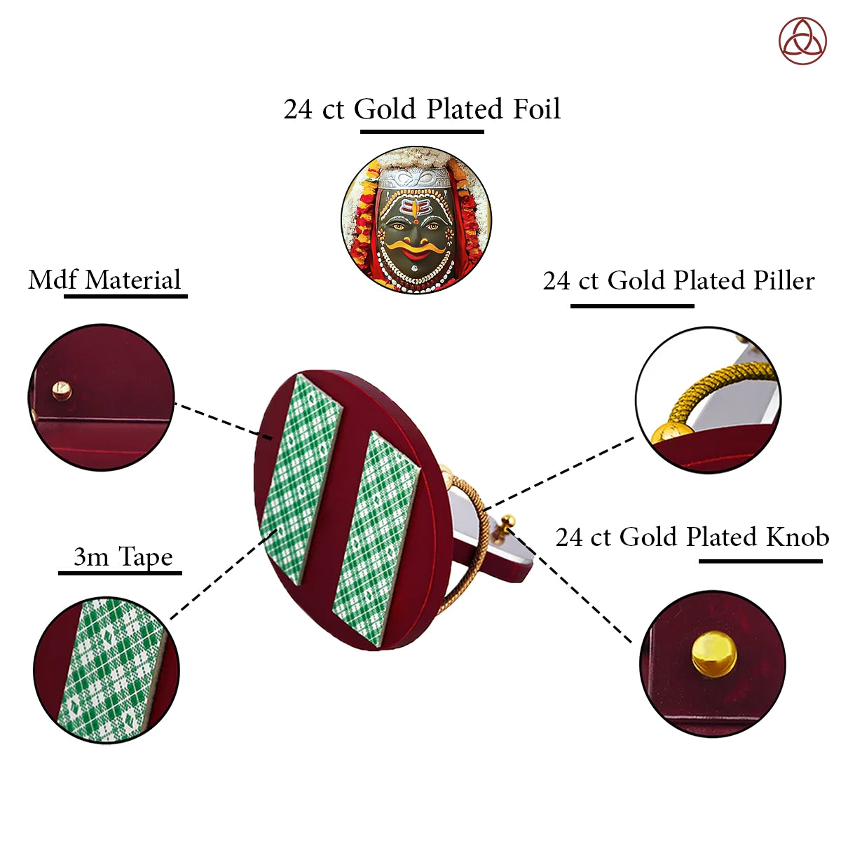 Mahakaleshwar Shiv Car Dashboard Frame | 24K Gold Plated Foil Religious Idol Photo Frame for Car, Home & Office | Mahakal Spiritual Decor for Protection, Positivity & Blessings