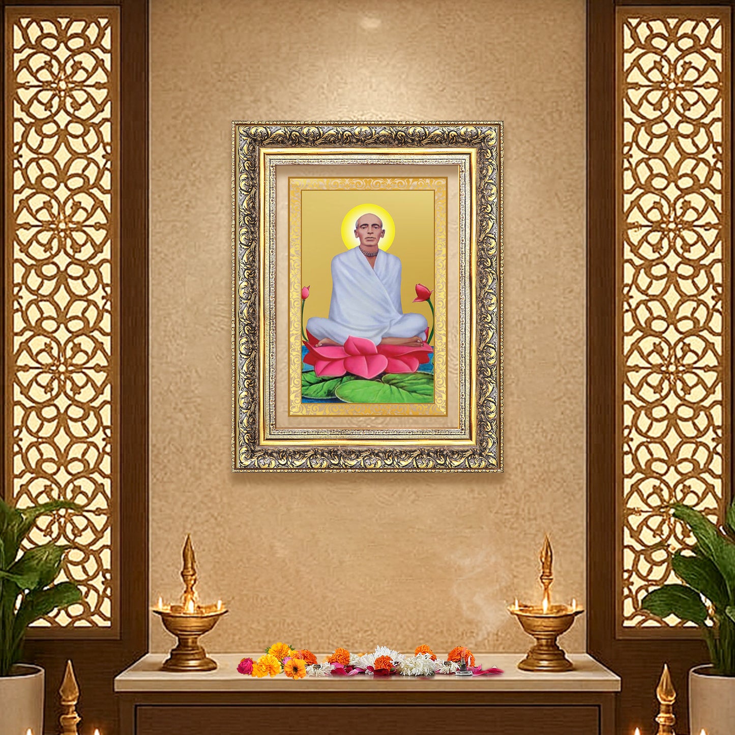 Diviniti 24K Gold Plated Ram Thakur (Classic) Divine Wall Frame for Home Mandir & Office Decor | Luxury Spiritual Gift