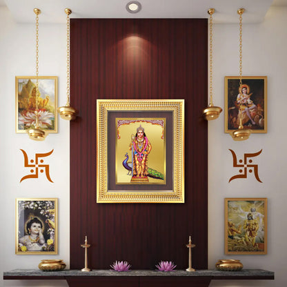 Diviniti 24K Gold Plated Murugan (Classic) Divine Wall Frame for Home Mandir & Office Decor | Luxury Spiritual Gift