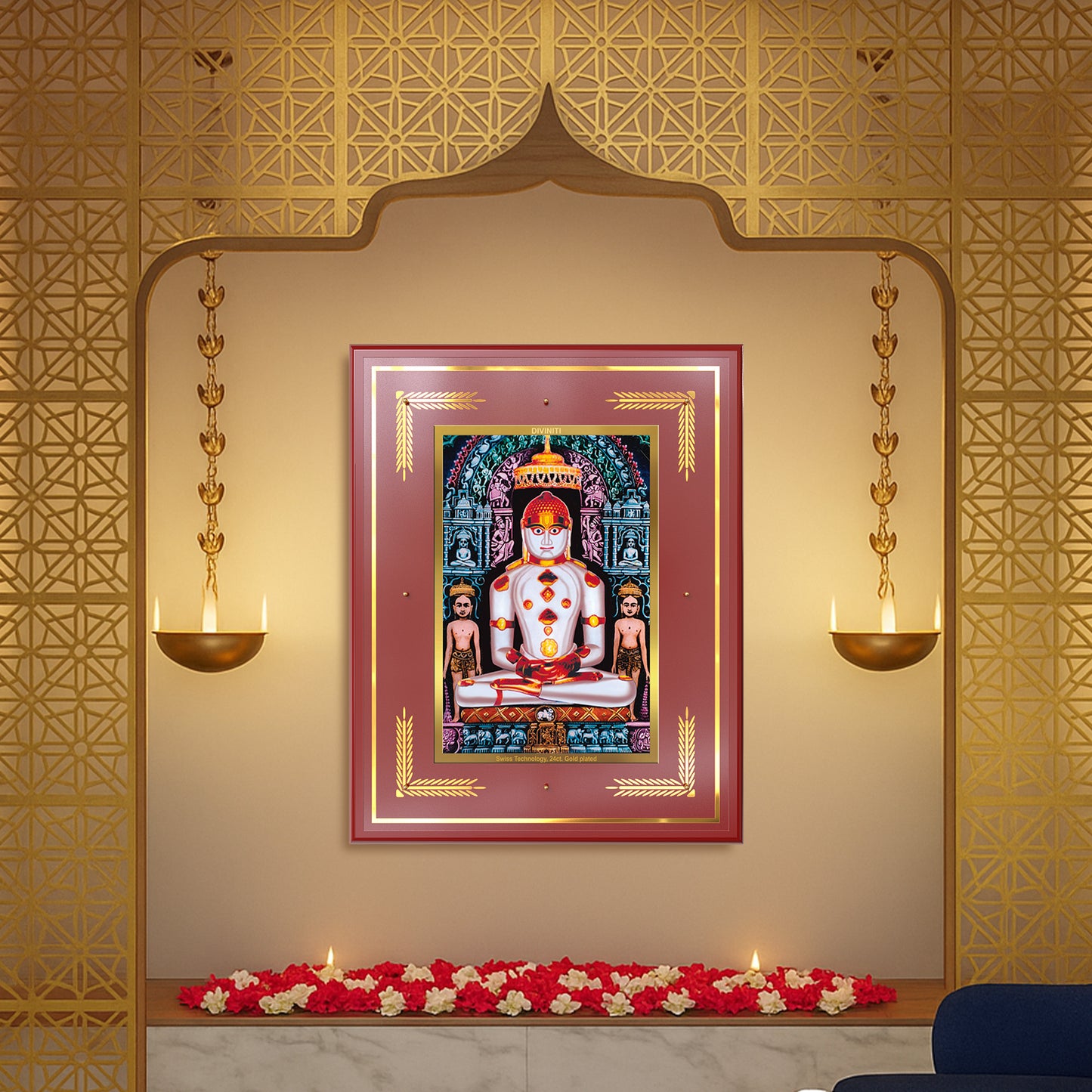Adinath | Adishwara Tirthankara Rishabhanatha for Wall Mount Photo Frame in 24K Gold Plated Foil
