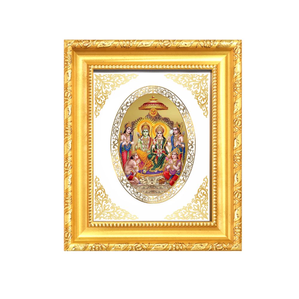 Ram Darbar Divine Shri Ram Family Sacred Dharma & Harmony Royal Tabletop Frame in 24K Gold Plated Foil