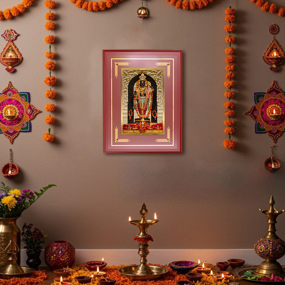 Diviniti Shree Ram Lalla Wall Photo Frame in 24K Gold Plated Foil | Divine Innocence, Joy & Auspicious Blessings