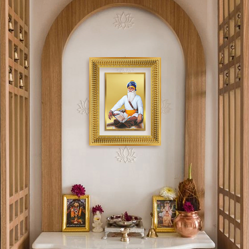 Diviniti 24K Gold Plated Baba Deep Singh Sacred Sikh Wall Frame for Home Decor & Office Ambiance | Premium Spiritual Gift