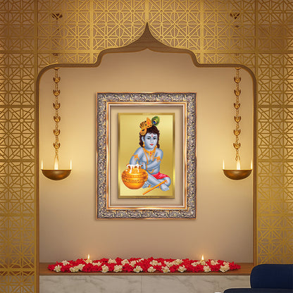 Diviniti 24K Gold Plated Bal Gopal Divine Wall Frame for Home Mandir & Office Decor | Luxury Spiritual Gift