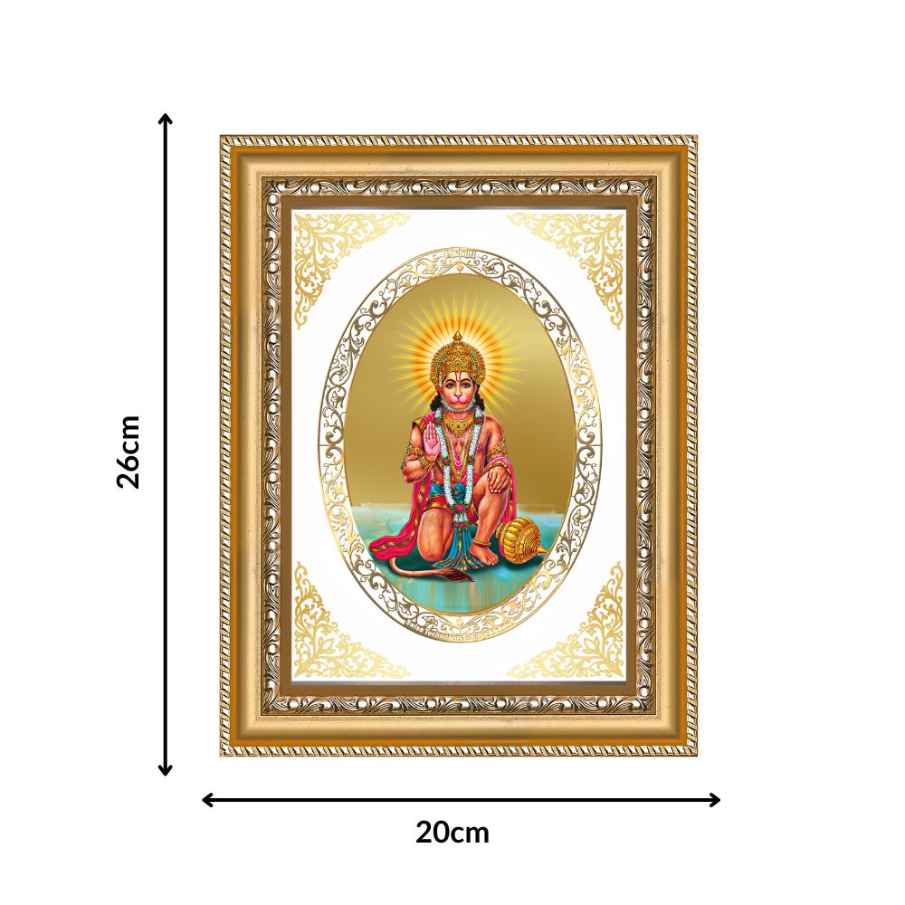 Lord Hanuman | Divine Wall & Tabletop Royal Photo Frame in 24K Gold Plated Foil