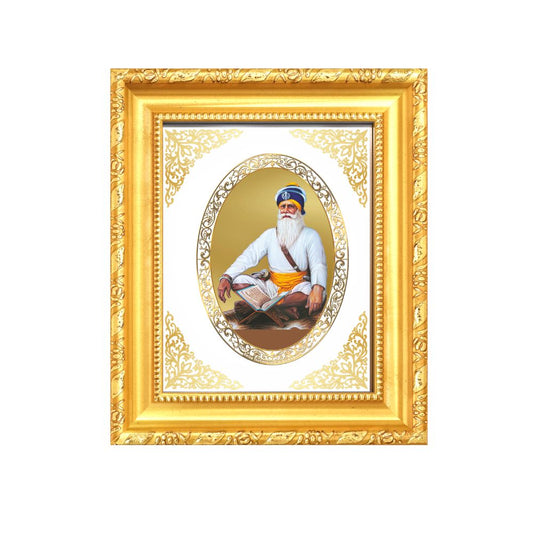 Baba Deep Singh Ji Divine Sikh Warrior Sacred Courage & Sacrifice Royal Tabletop Frame in 24K Gold Plated Foil