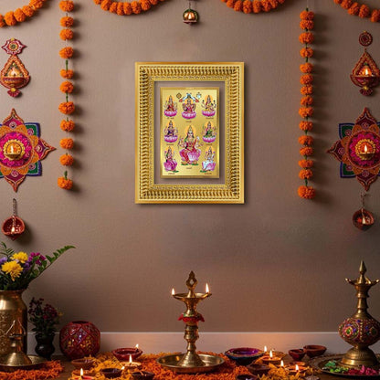 Diviniti 24K Gold Plated Ashtalakshmi Divine Wall Frame for Home Mandir & Office Decor | Luxury Spiritual Gift