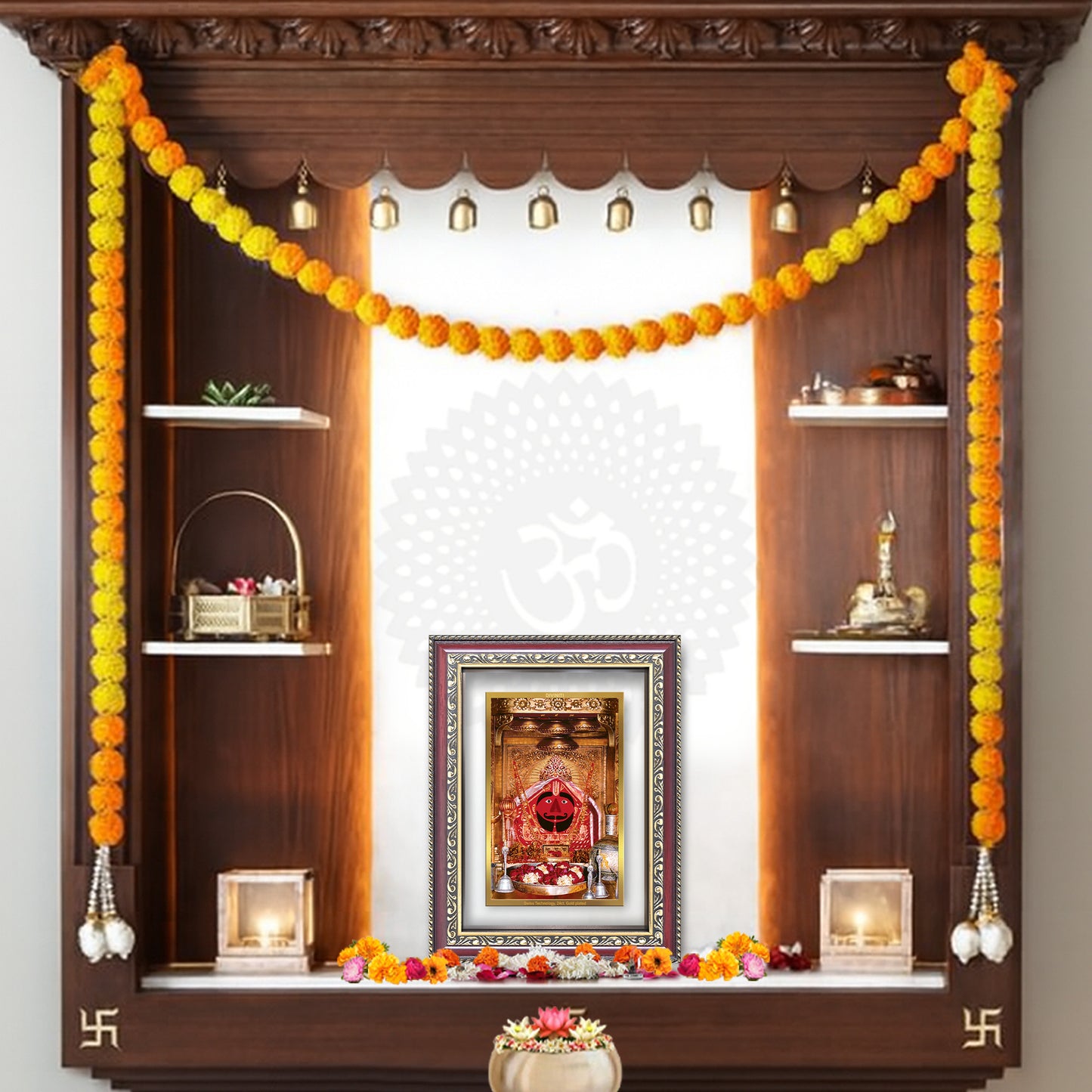 Diviniti 24K Gold Plated Salasar Balaji (Classic) Divine Wall Frame for Home Mandir & Office Decor | Luxury Spiritual Gift