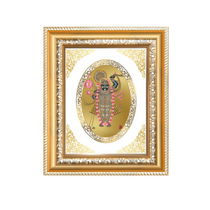 Shrinath Ji Divine Nathdwara Krishna Sacred Seva & Blessings Royal Tabletop Frame in 24K Gold Plated Foil