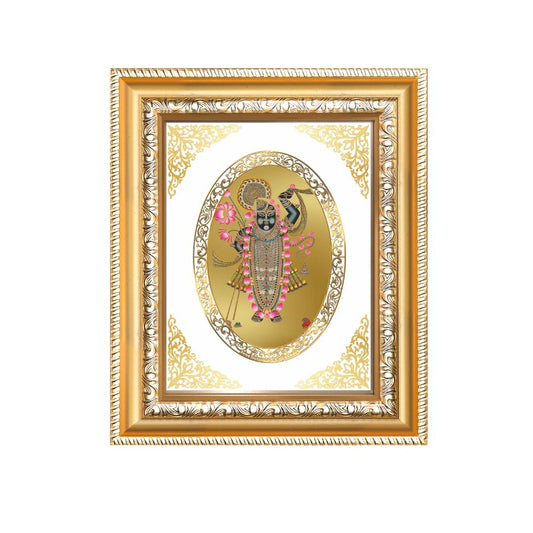 Shrinath Ji Divine Nathdwara Krishna Sacred Seva & Blessings Royal Tabletop Frame in 24K Gold Plated Foil