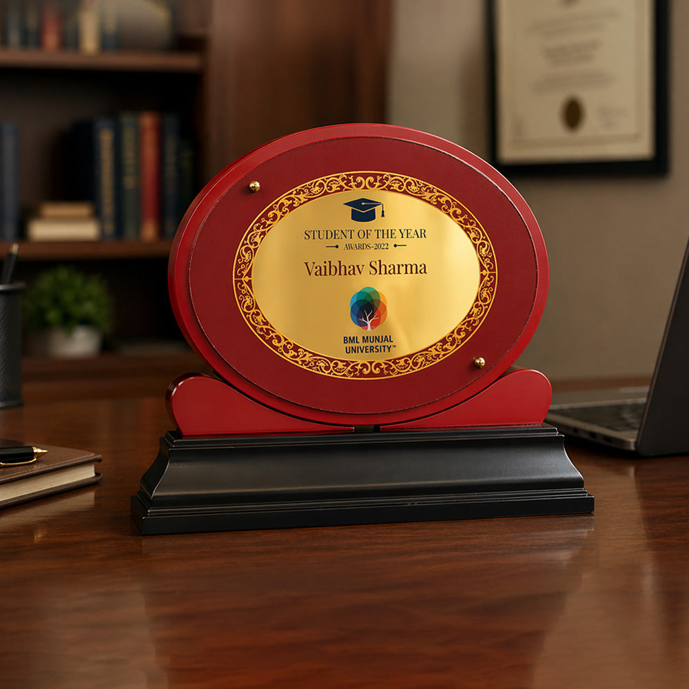 Diviniti Customized MDF Memento with Image Printed on 24K Gold Plated Foil | Premium Corporate Gift & Award Plaque
