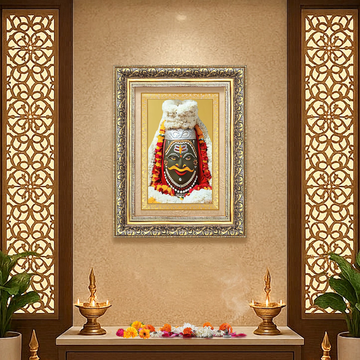 Diviniti 24K Gold Plated Mahakaleshwar (Classic) Divine Wall Frame for Home Mandir & Office Decor | Luxury Spiritual Gift
