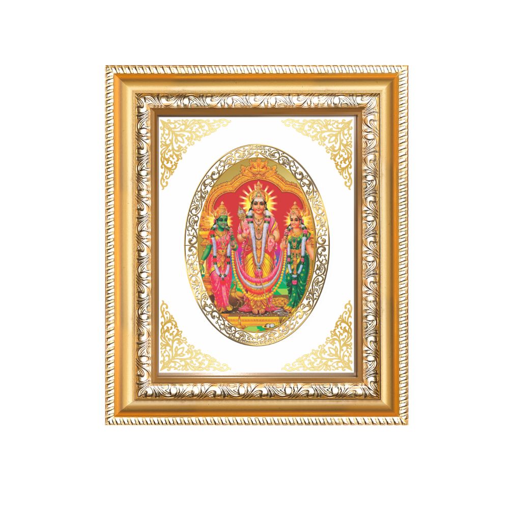 Lord Murugan Velli Divine Silver Form Sacred Purity & Blessings Royal Tabletop Frame in 24K Gold Plated Foil