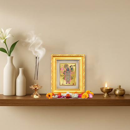 Diviniti 24K Gold Plated Shrinath Ji |Divine Table Top Frame for Home Mandir & Office Decor | Luxury Spiritual Gift
