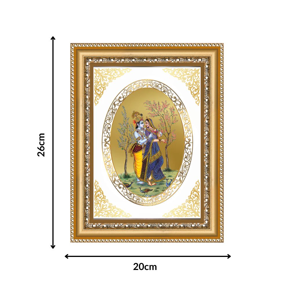 Radha Krishna | Divine Love Wall & Tabletop Royal Photo Frame in 24K Gold Plated Foil