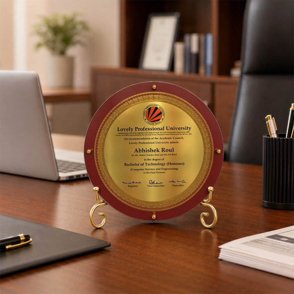 Diviniti Customized MDF Memento with Matter Printed on 24K Gold Plated Foil | Luxury Personalized Award | Premium Corporate Gift Plaque