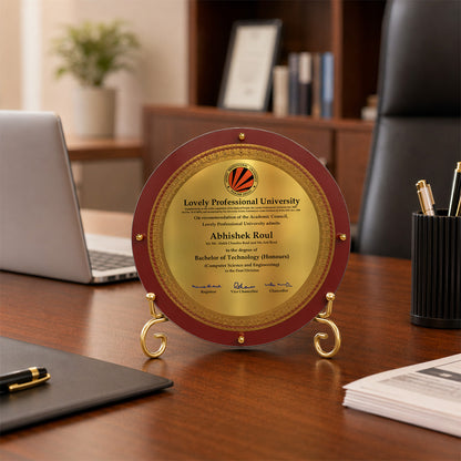 Diviniti Customized MDF Memento with Matter Printed on 24K Gold Plated Foil | Luxury Personalized Award | Premium Corporate Gift Plaque