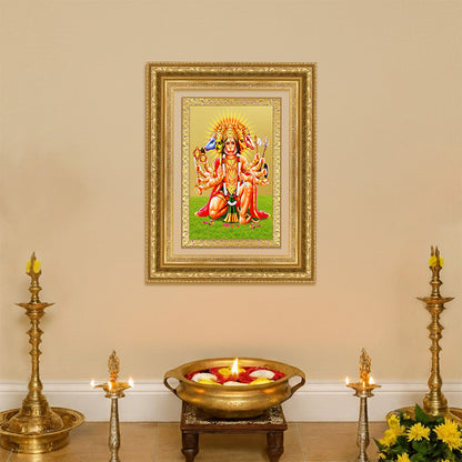 Diviniti 24K Gold Plated Panchmukhi Hanuman (Classic) Divine Wall Frame for Home Mandir & Office Decor | Luxury Spiritual Gift