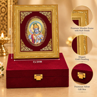 24K Gold-Plated Lord Vishnu Frame | Premium Gift Box | 16x13.5 CM