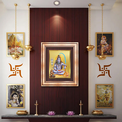 Diviniti 24K Gold Plated Shiva (Classic) Divine Wall Frame for Home Mandir & Office Decor | Luxury Spiritual Gift