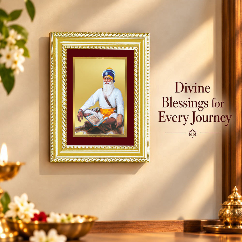 24K Gold-Plated Baba Deep Singh Frame | Premium Gift Box | 17.5x21.5 CM