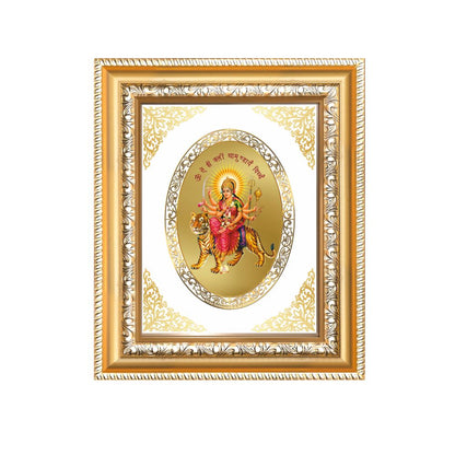 Goddess Durga Mata with Sacred Mantra Divine Protection Royal Tabletop Frame in 24K Gold Plated Foil