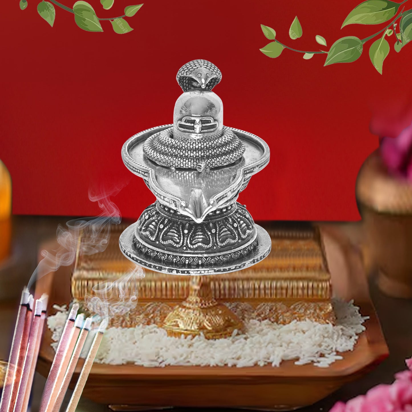 Diviniti 925 Pure Silver Shiv Ling Idol Statue Authentic Spiritual Worship and Meditation for Home Office Décor, Tabletop, Puja Room Gift (5x8.8 CM, 88g)