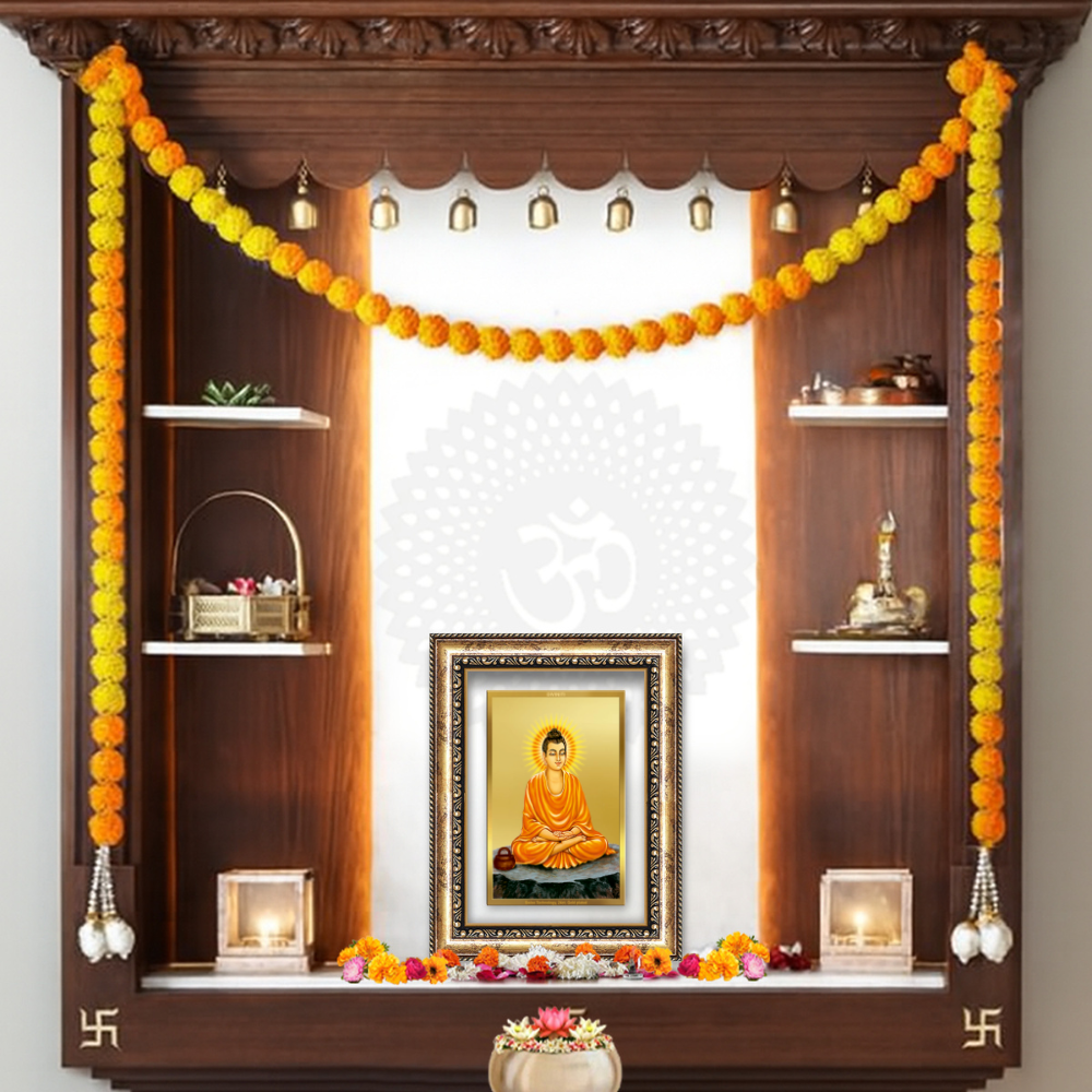 Diviniti 24K Gold Plated Buddha (Classic) Divine Wall Frame for Home Mandir & Office Decor | Luxury Spiritual Gift