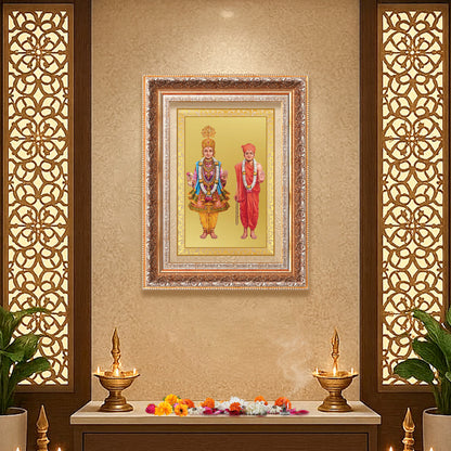 Lord Swaminarayan | Incarnation of Dharma & Divine Grace Wall Photo Frame in 24K Gold Plated Foil