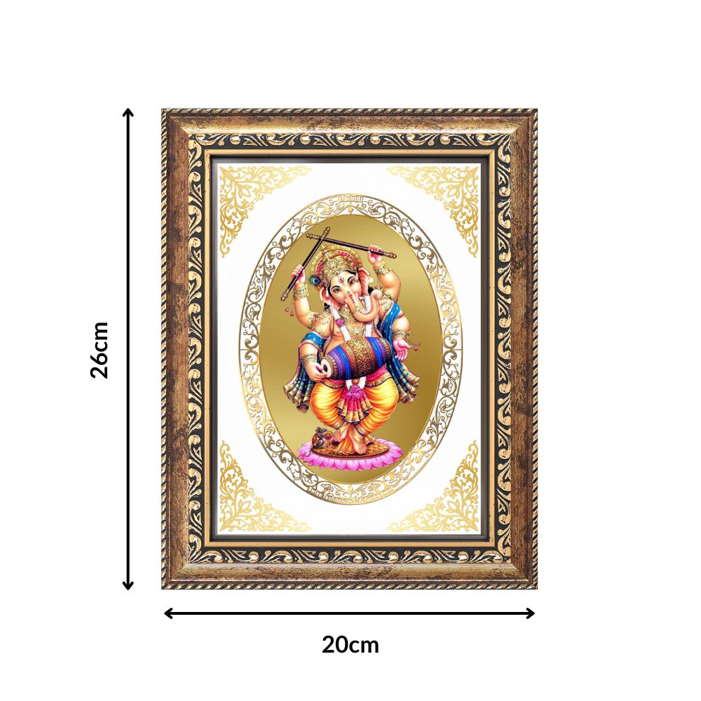 Dancing Ganesha | Divine Joy Wall & Tabletop Royal Photo Frame in 24K Gold Plated Foil