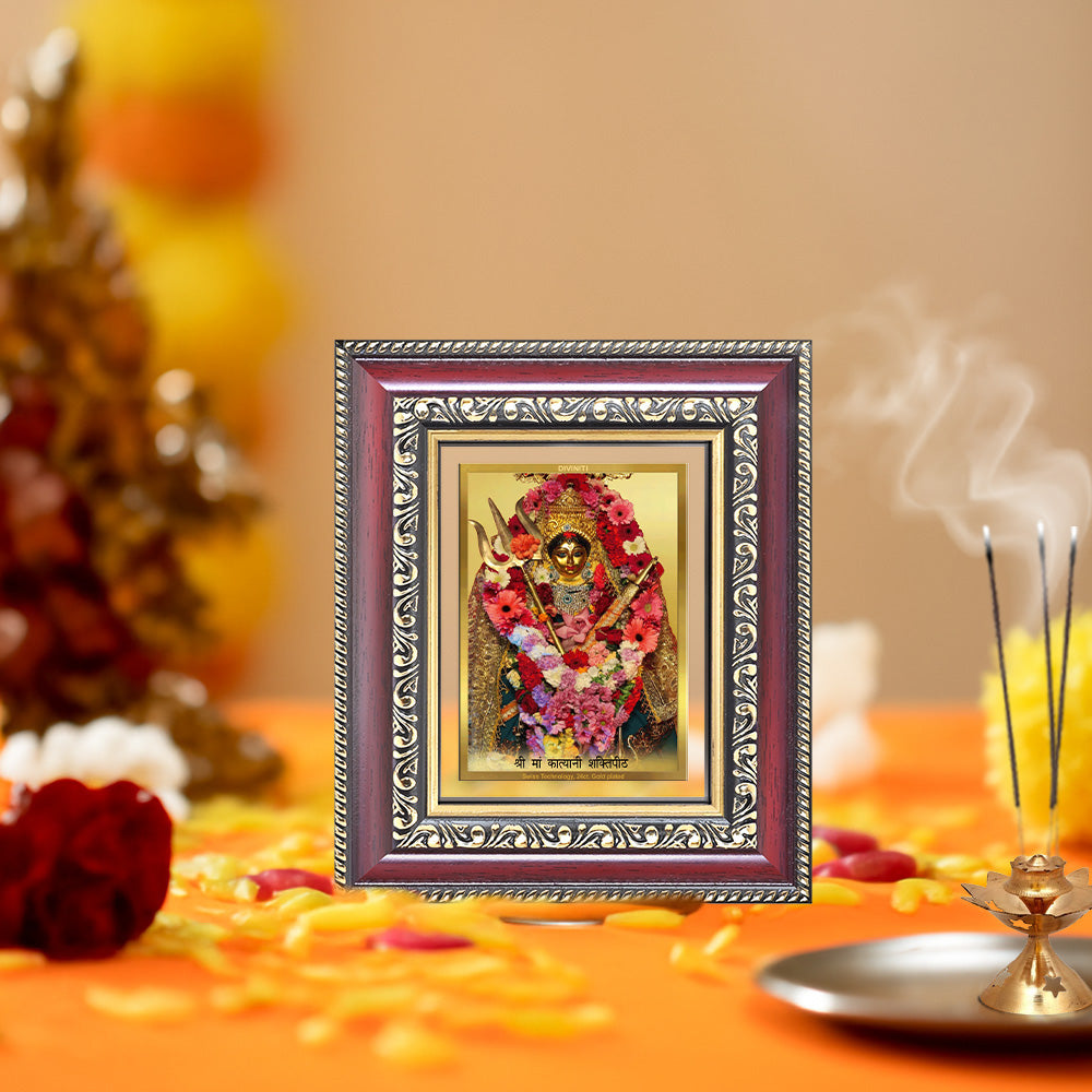 Diviniti 24K Gold Plated Katyayani Mata (Classic) Divine Table Top Frame for Home Mandir & Office Decor | Luxury Spiritual Gift