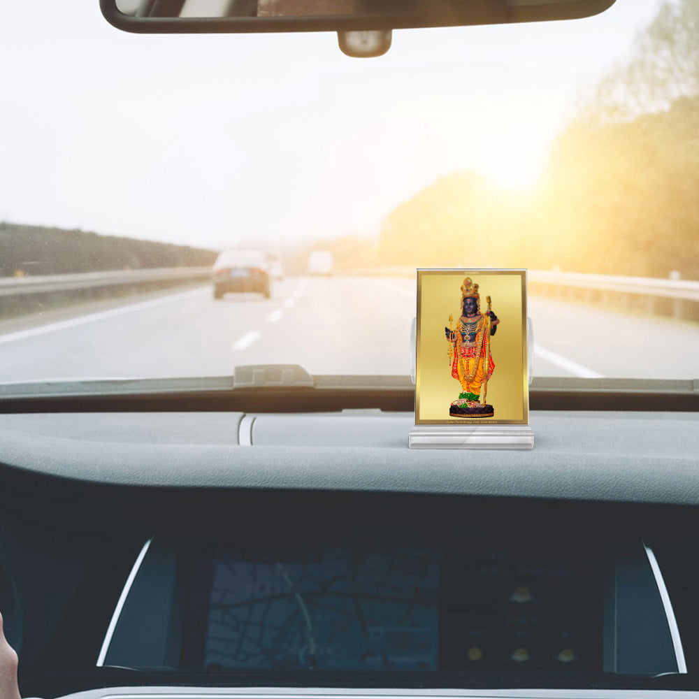 Ram Lalla with Arch | Divine Lord Ram Lalla Car Dashboard & Tabletop Photo Frame in 24K Gold Plated Foil