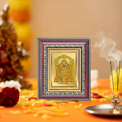 Diviniti 24K Gold Plated Tirupati Balaji Divine Table Top Frame for Home Mandir & Office Decor | Luxury Spiritual Gift
