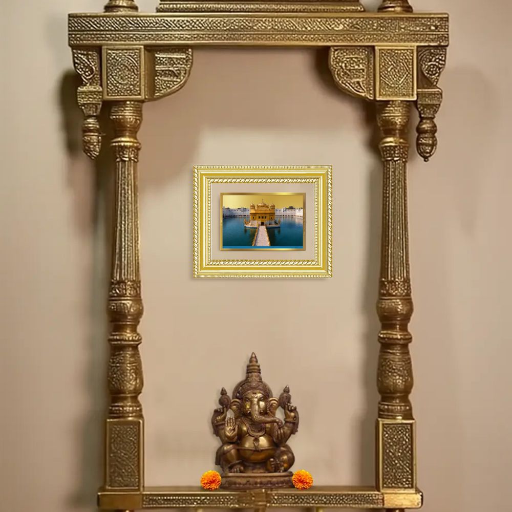 Diviniti 24K Gold Plated Golden Temple (Classic) Divine Wall and Table Top Frame for Home Mandir & Office Decor | Luxury Spiritual Gift