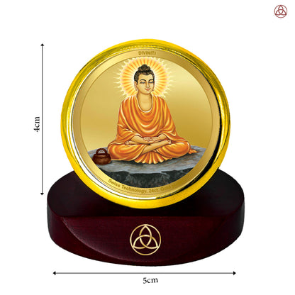 Buddha | Divine Meditation Car Dashboard & Tabletop Photo Frame in 24K Gold Plated Foil
