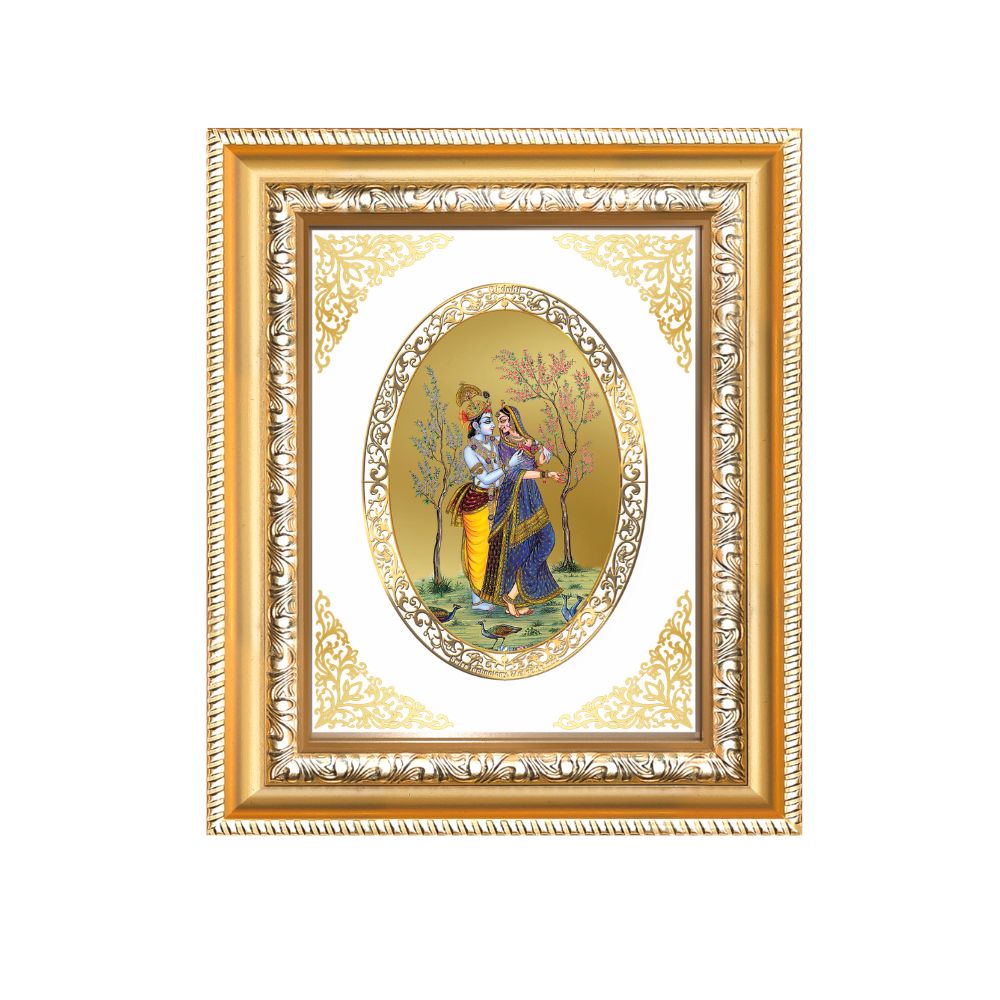 Radha Krishna Divine Eternal Love & Devotion Sacred Royal Tabletop Frame in 24K Gold Plated Foil