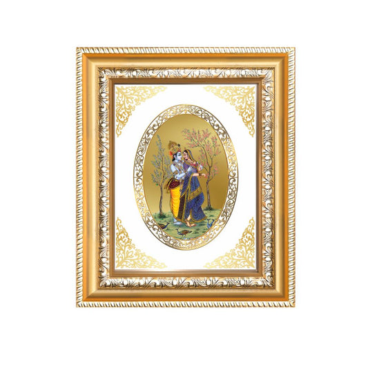 Radha Krishna Divine Eternal Love & Devotion Sacred Royal Tabletop Frame in 24K Gold Plated Foil