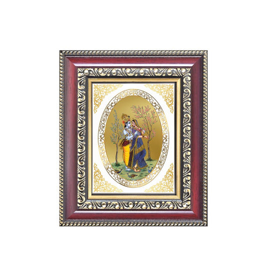 Radha Krishna Divine Eternal Love Sacred Spiritual Royal Tabletop Frame in 24K Gold Plated Foil