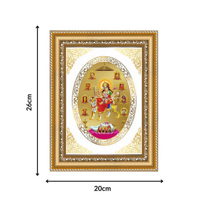 Nav Durga | Nine Forms of Goddess Durga Wall & Tabletop Royal Photo Frame in 24K Gold Plated Foil