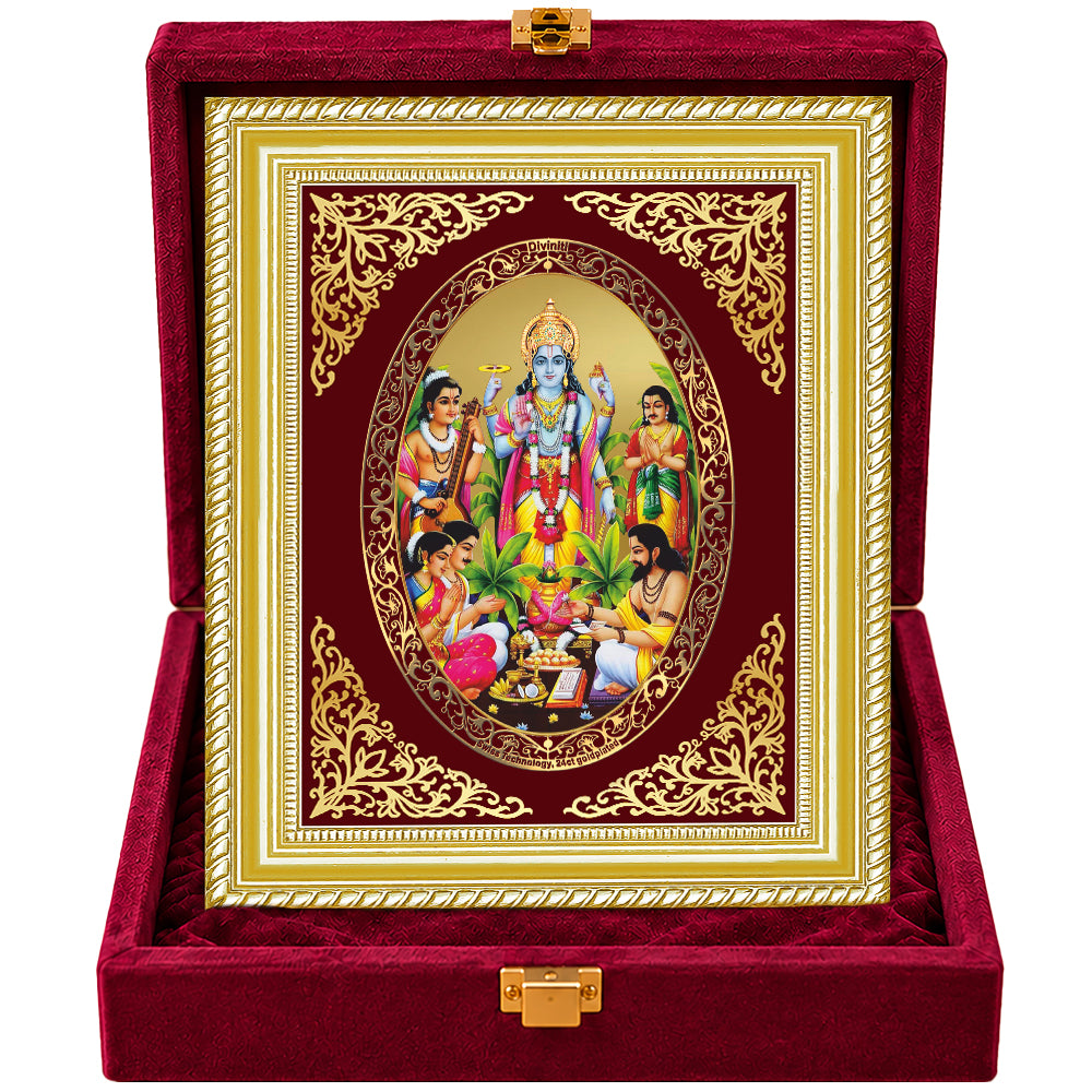 24K Gold-Plated Lord Satyanarayan Frame | Premium Gift Box | 26x20 CM
