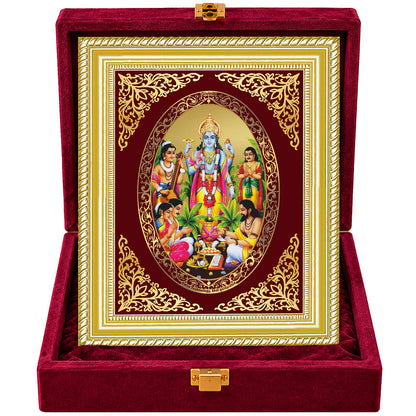 24K Gold-Plated Lord Satyanarayan Frame | Premium Gift Box | 26x20 CM