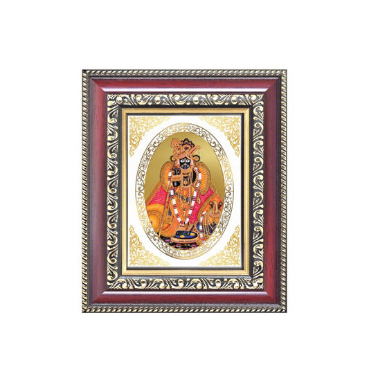 Banke Bihari Ji Divine Krishna of Vrindavan Sacred Spiritual Royal Tabletop Frame in 24K Gold Plated Foil