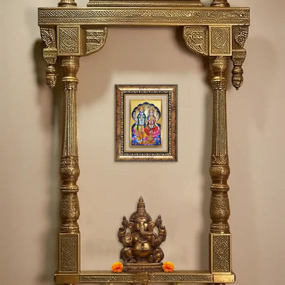 Diviniti 24K Gold Plated Vishnu Lakshmi (Classic) Divine Wall and Table Top Frame for Home Mandir & Office Decor | Luxury Spiritual Gift