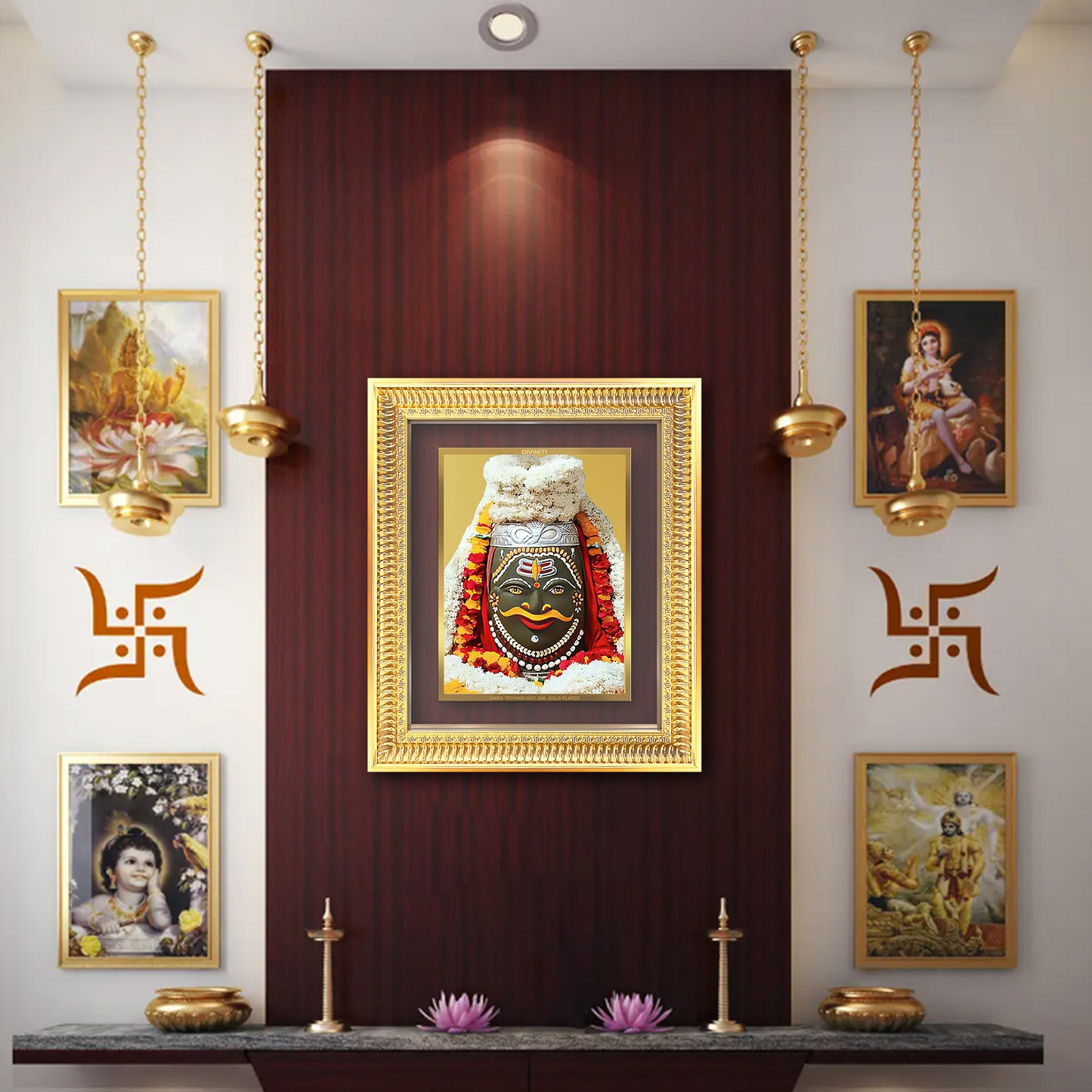 Diviniti 24K Gold Plated Mahakaleshwar (Classic) Divine Wall Frame for Home Mandir & Office Decor | Luxury Spiritual Gift