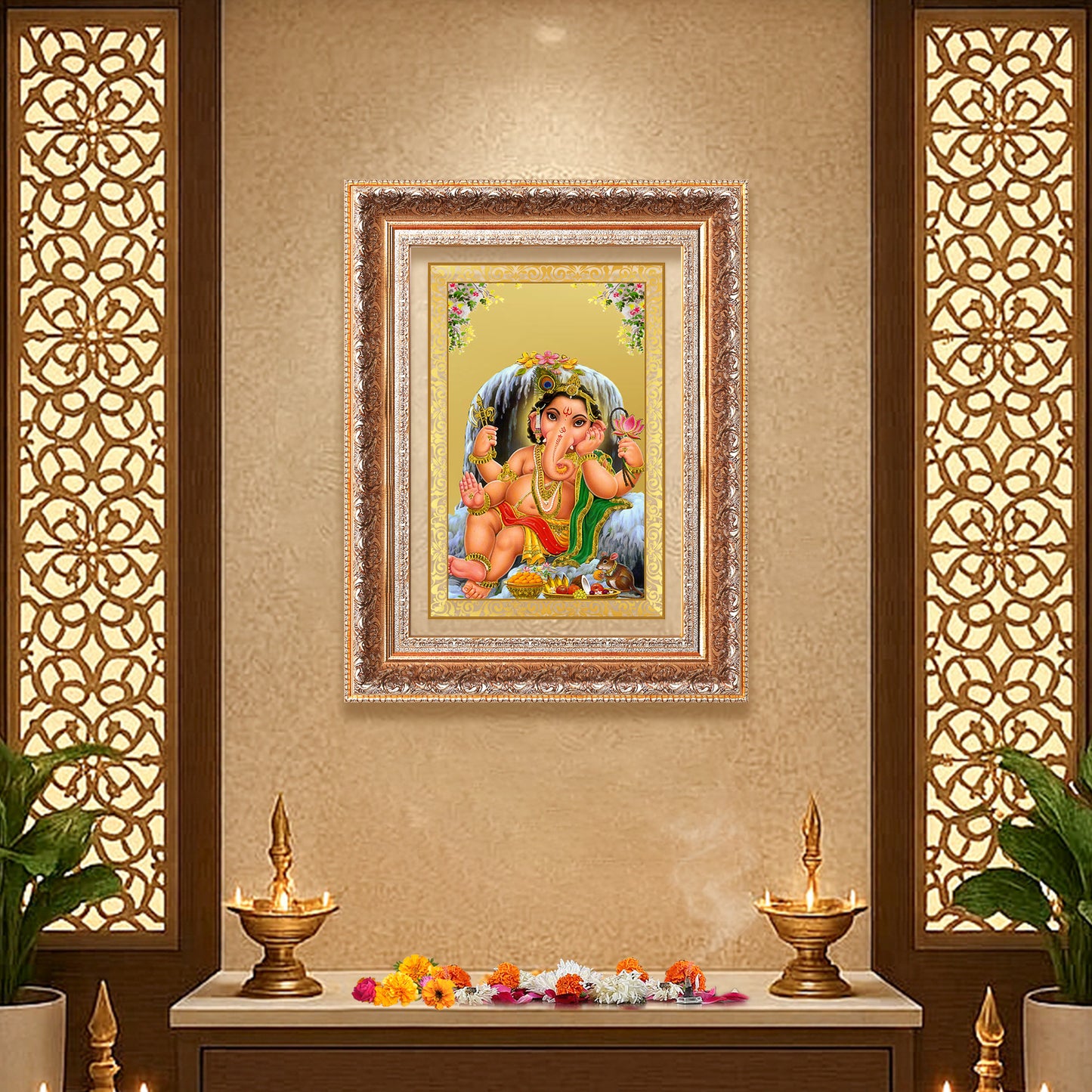 Bal Ganesha | Bal Ganapati|Baby Ganapati| for Wall Photo Frame in 24K Gold Plated Foil