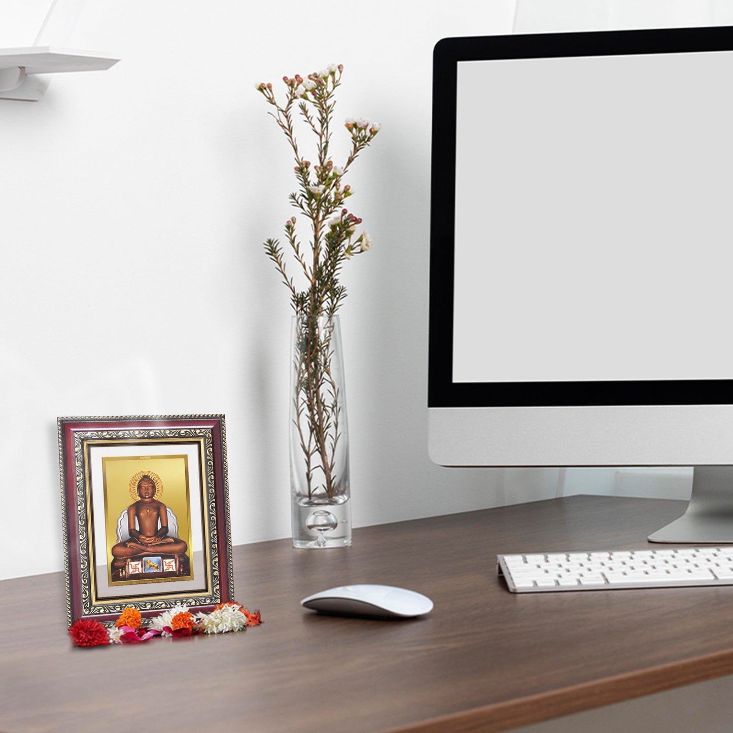 Diviniti 24K Gold Plated Mahavir (Classic) Divine Wall and Table Top Frame for Home Mandir & Office Decor | Luxury Spiritual Gift