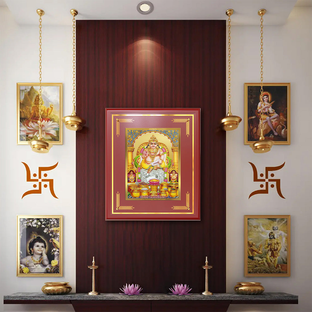 Diviniti Lord Kuber Wall Photo Frame in 24K Gold Plated Foil – Wealth, Prosperity & Financial Abundance