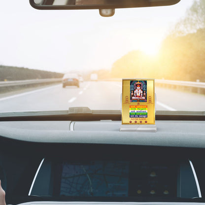 Adinath with Namokar Mantra | Divine Jain Tirthankara Car Dashboard & Tabletop Photo Frame in 24K Gold Plated Foil